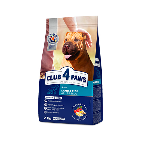 CLUB 4 PAWS PREMIUM “JĒRA GAĻA AR RĪSIEM” VISU SUGU PIEAUGUŠIEM SUŅIEM. PILNVĒRTĪGA SAUS BARĪBA