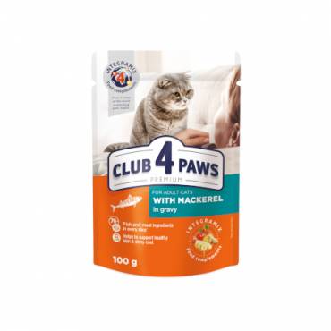 CLUB 4 PAWS PREMIUM "AR SKUMBRIJU MĒRCĒ". PILNVĒRTĪGA KONSERVĒTA BARĪBA PIEAUGUŠIEM KAĶIEM