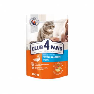 CLUB 4 PAWS PREMIUM "AR LASIS ŽELEJĀ". PILNVĒRTĪGA KONSERVĒTA BARĪBA PIEAUGUŠIEM KAĶIEM