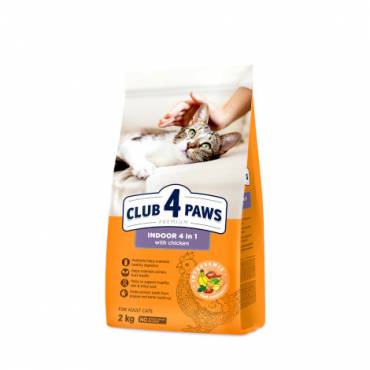 CLUB 4 PAWS PREMIUM. TELPĀS DZĪVOJOŠIEM KAĶIEM "4 IN 1". PILNVĒRTĪGA SAUSĀ BARĪBA PIEAUGUŠIEM KAĶIEM