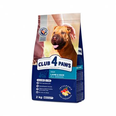 CLUB 4 PAWS PREMIUM “JĒRA GAĻA AR RĪSIEM” VISU SUGU PIEAUGUŠIEM SUŅIEM. PILNVĒRTĪGA SAUS BARĪBA