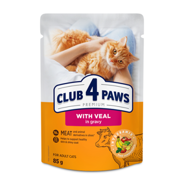 CLUB 4 PAWS PREMIUM "AR TEĻA GAĻU MĒRCĒ". PILNVĒRTĪGA KONSERVĒTA BARĪBA PIEAUGUŠIEM KAĶIEM