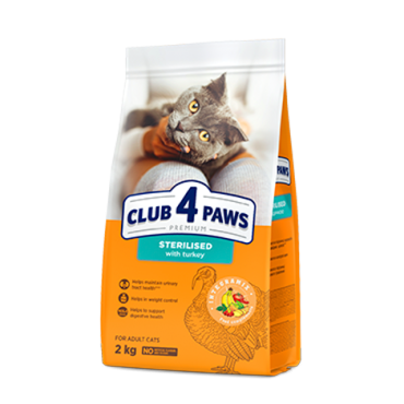 CLUB 4 PAWS PREMIUM "AR TĪTARA". KOMPLEKSĀ SAUSĀ BARĪBAPIEAUGUŠIEM STERILIZĒTIEM KAĶIEM
