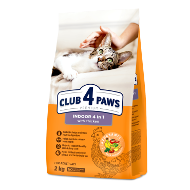 CLUB 4 PAWS PREMIUM. TELPĀS DZĪVOJOŠIEM KAĶIEM "4 IN 1". PILNVĒRTĪGA SAUSĀ BARĪBA PIEAUGUŠIEM KAĶIEM